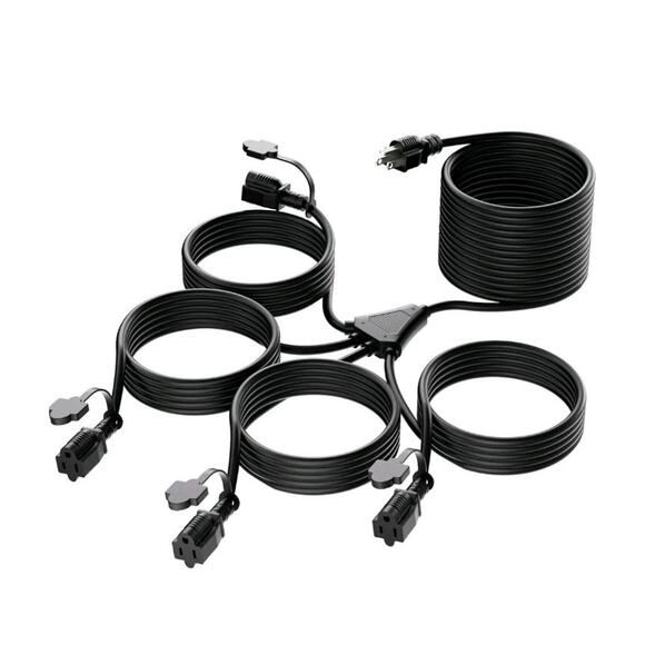 K KASONIC - 46FT Christmas Lights Outdoor Extension Cord with Mutil Outlets, ETL - Picture 1 of 8